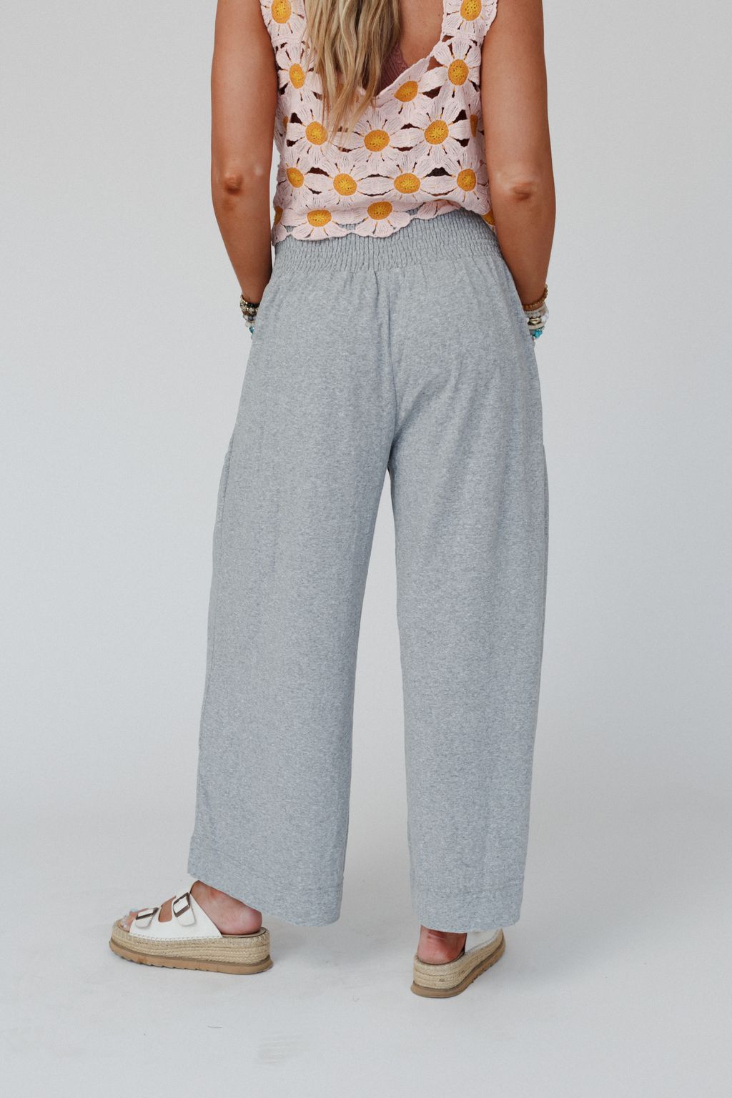 Solana Solid Wide Leg Pants - Gray