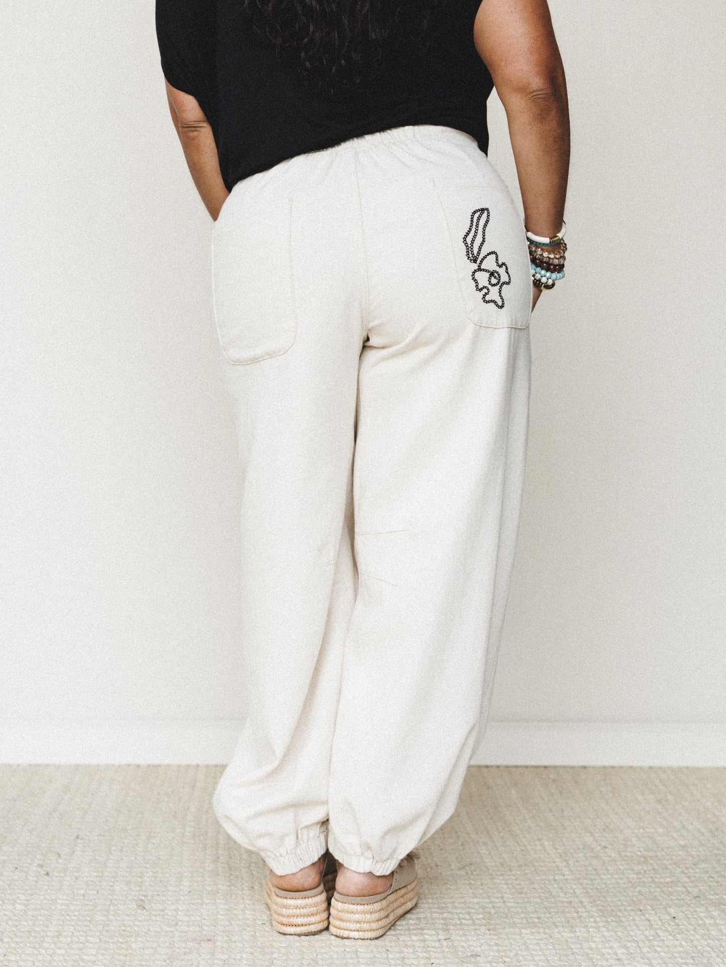 Sweet On You Embroidered Pants - Oat
