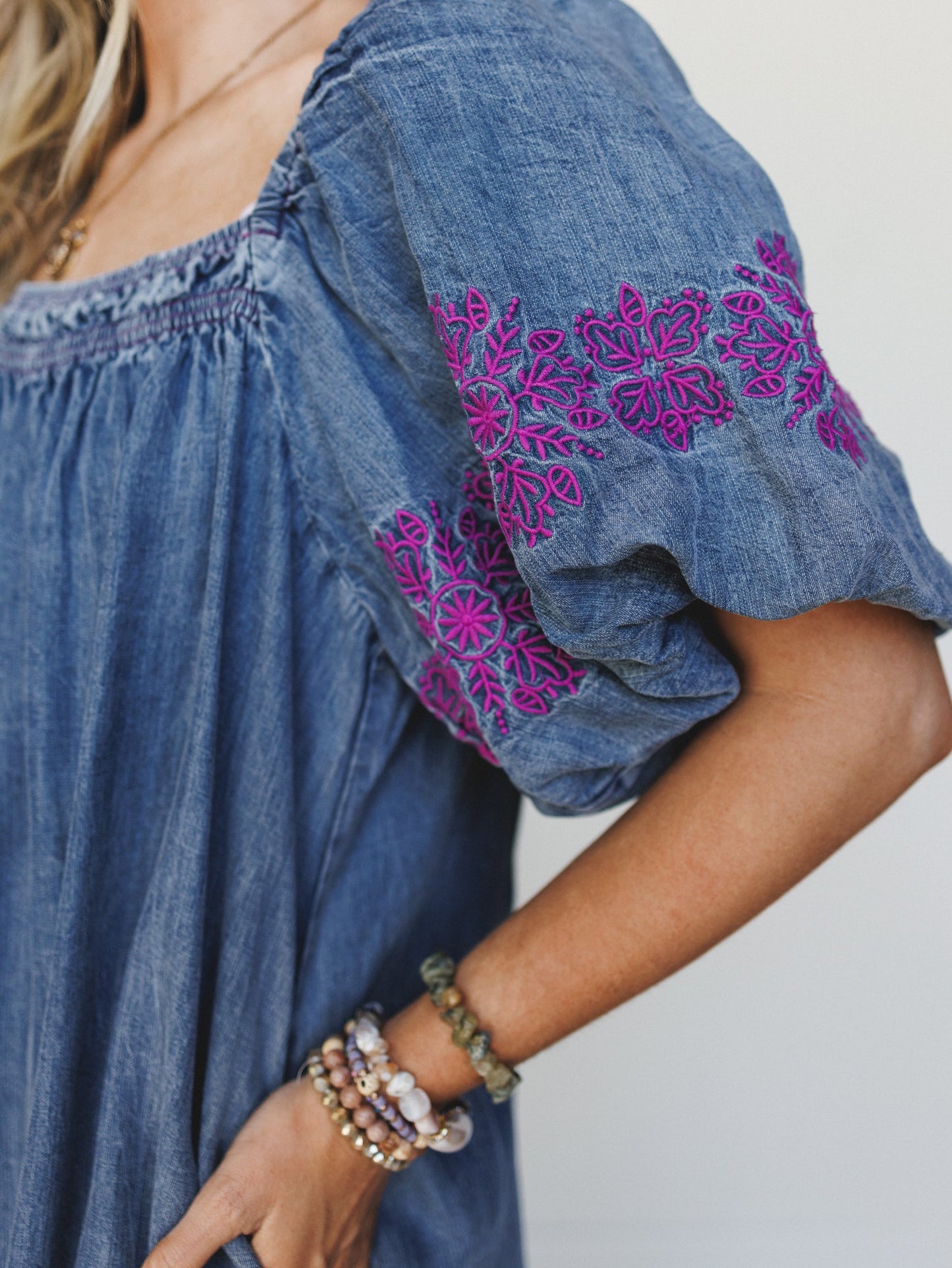 Petal Groove Dress - Washed Denim