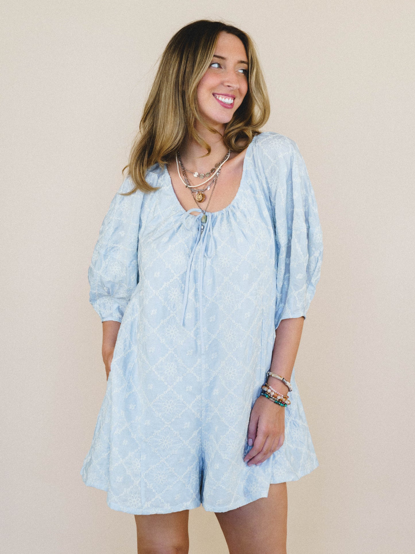 Quaint Whisper Romper - Light Chambray