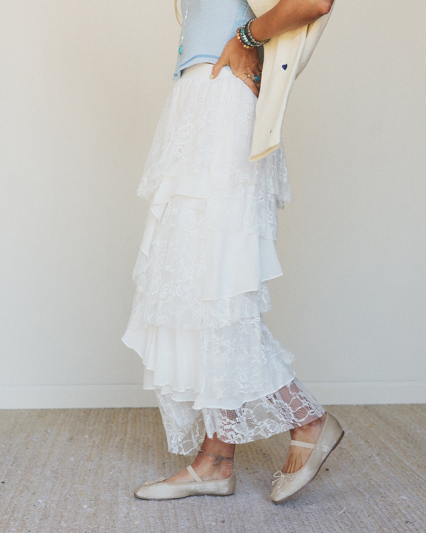 Quiet Getaway Lace Maxi Skirt - Off White