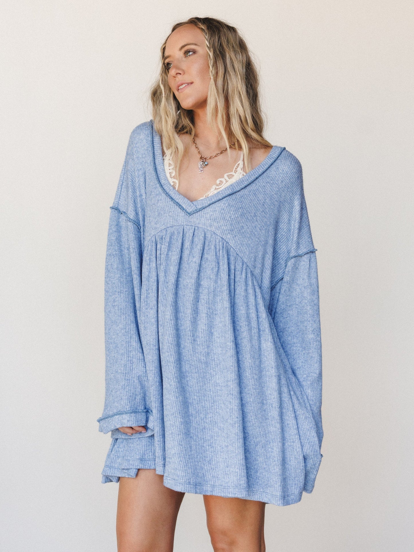 The Nest Carefree Mini Dress - Two Tone Denim