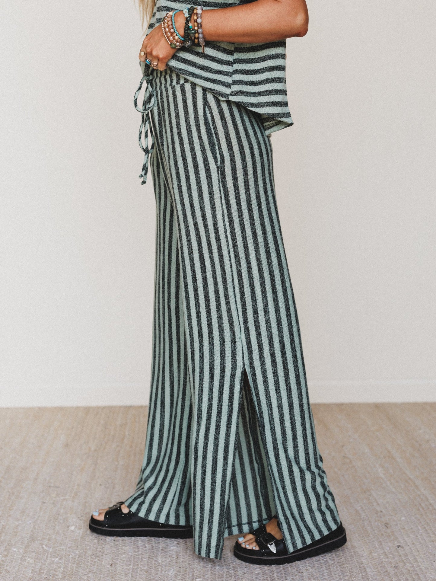 The Nest Ibiza Breeze Drawstring Pants - Sage Black