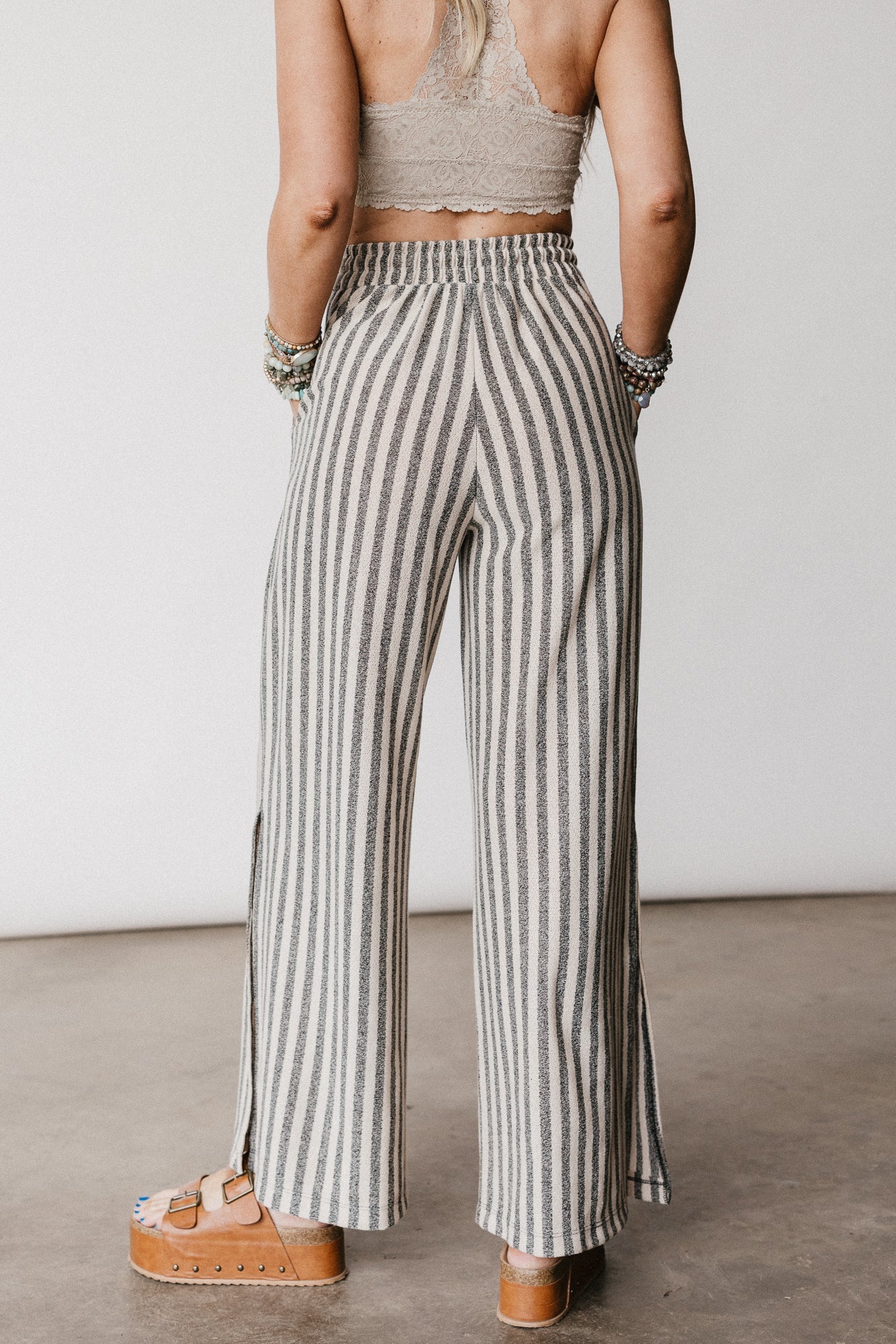 The Nest Ibiza Breeze Drawstring Pants - Taupe Black