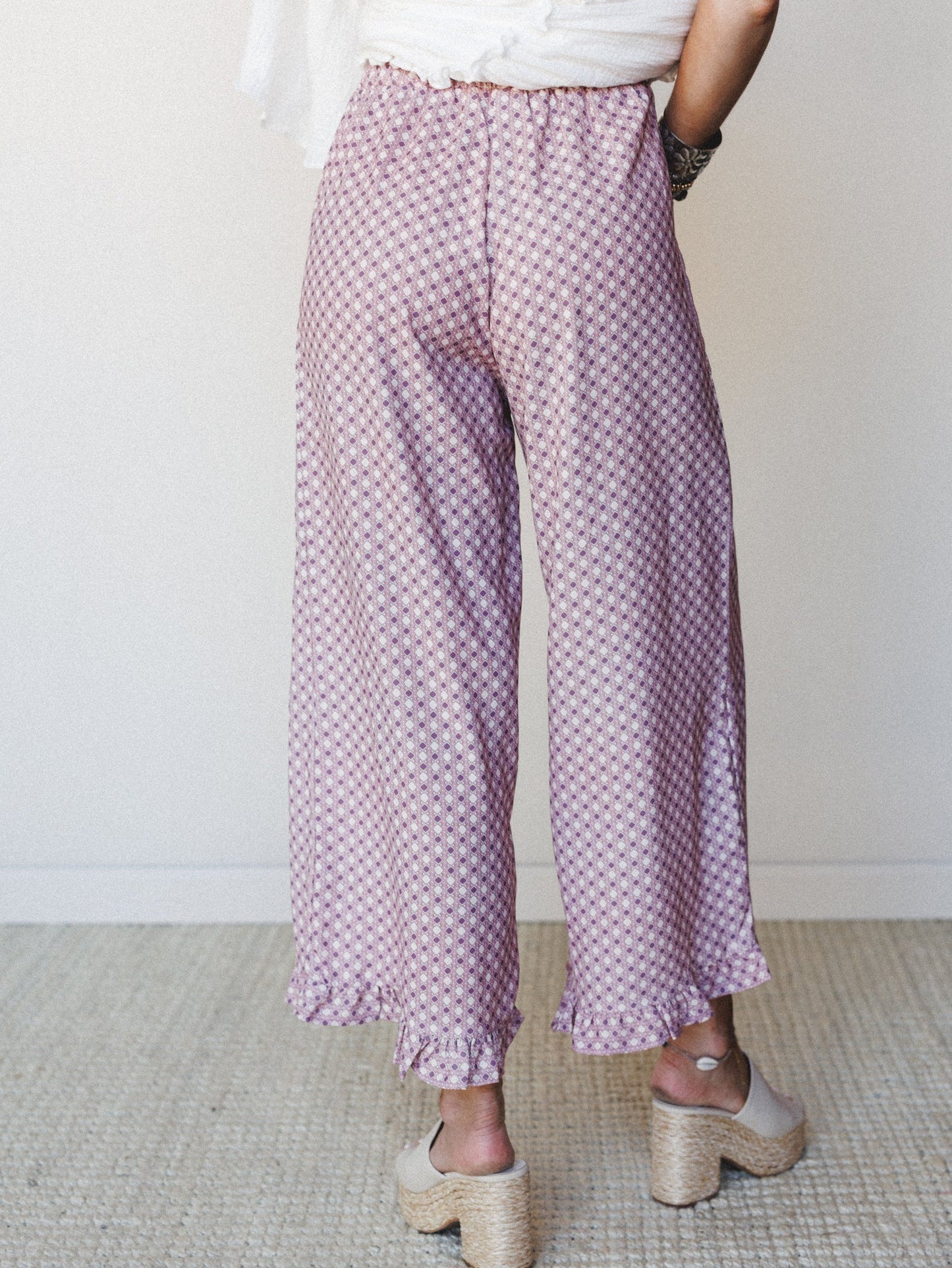 The Nest Mystic Mirage Printed Wide Leg Pants - Burgundy