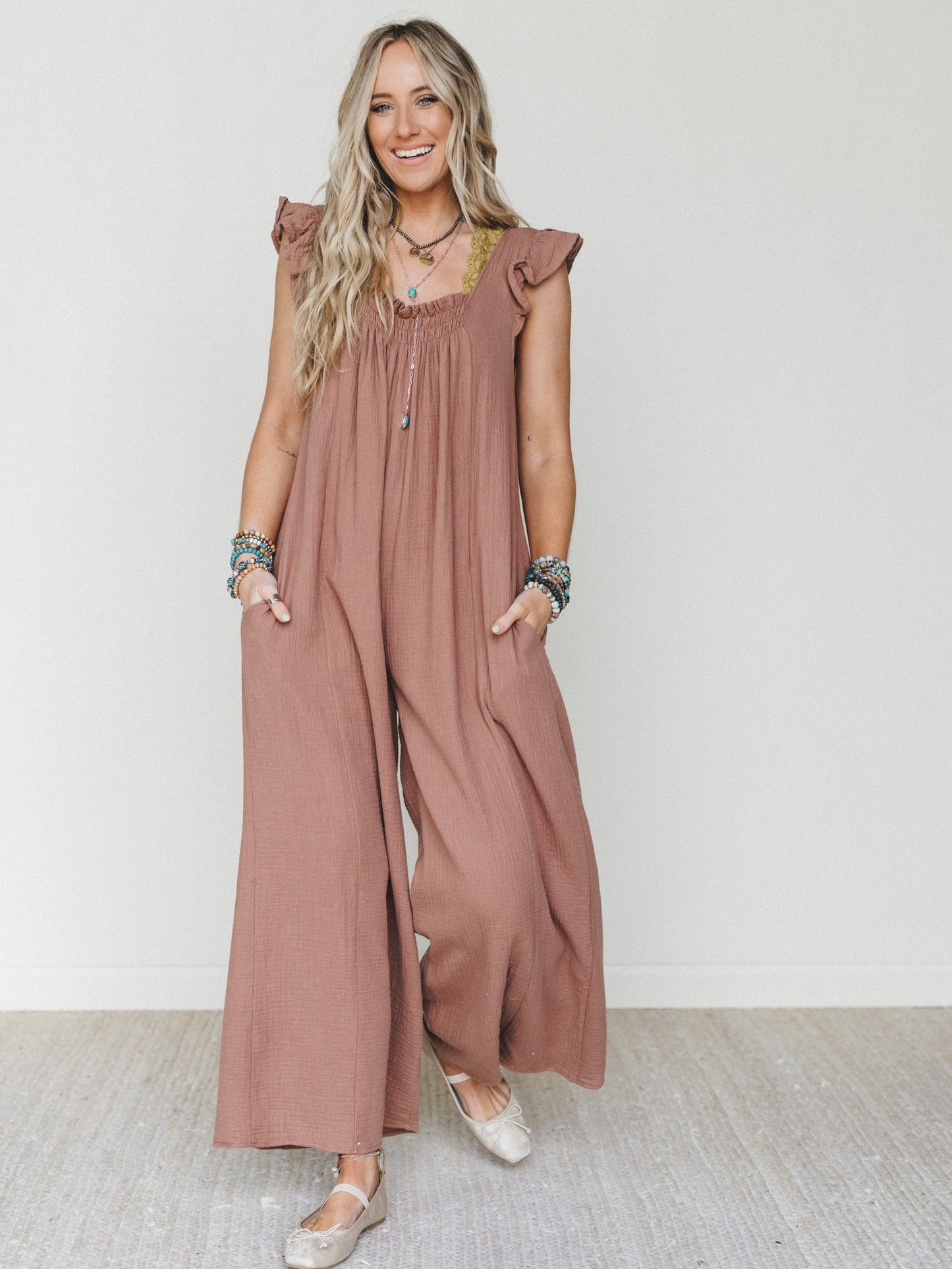 Calm Waves Jumpsuit - Mocha