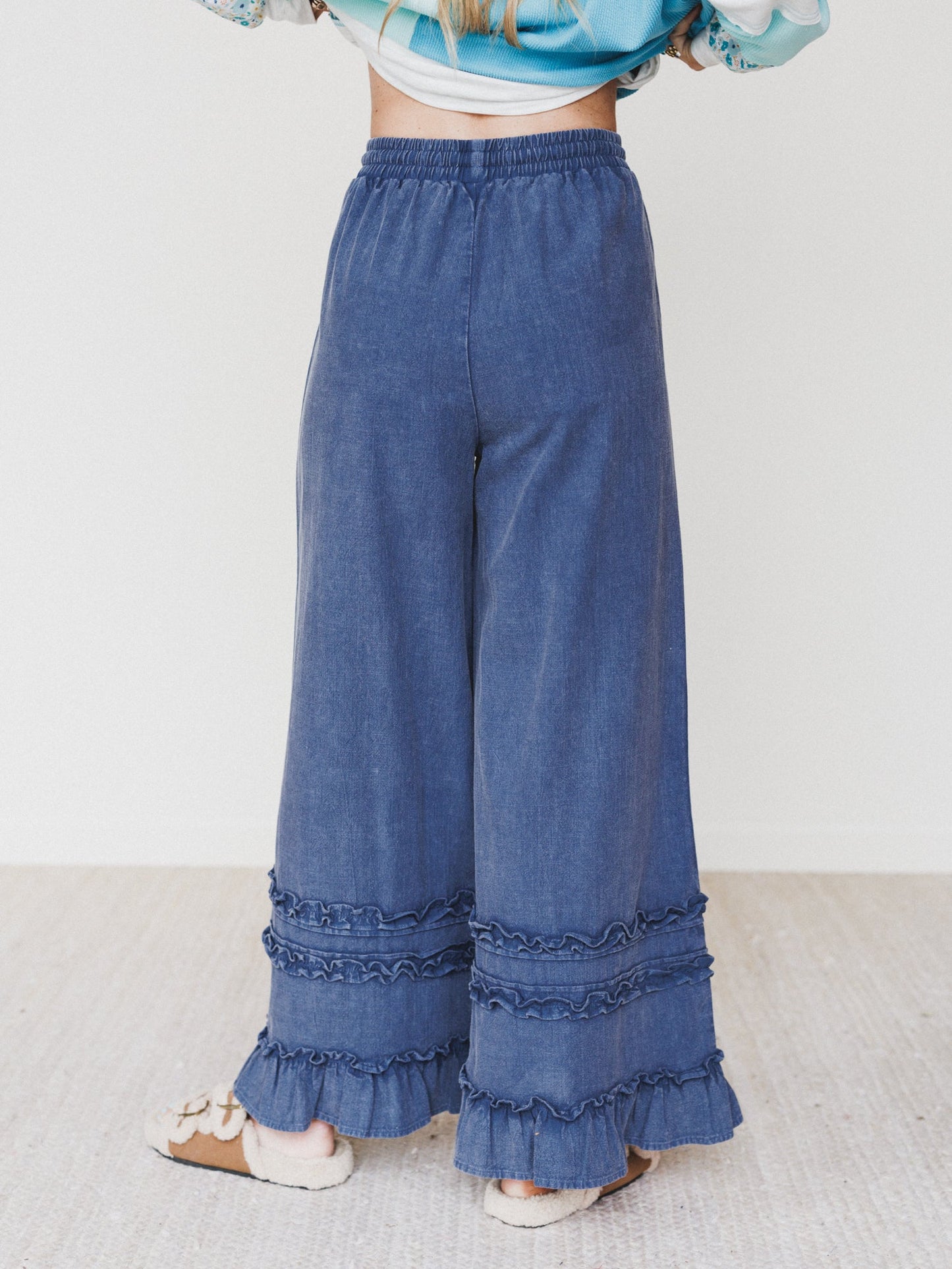 Chase The Horizon Ruffle Pants - New Blueberry