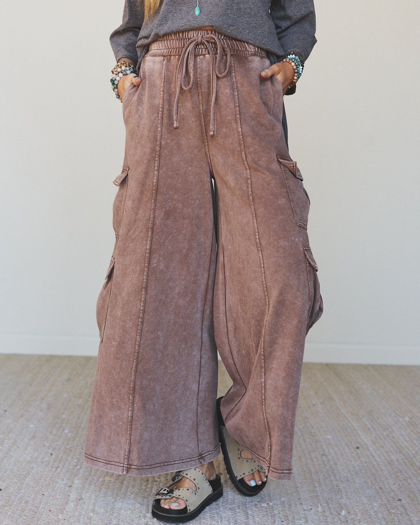 Cool Theory Wide Leg Pants - Brown