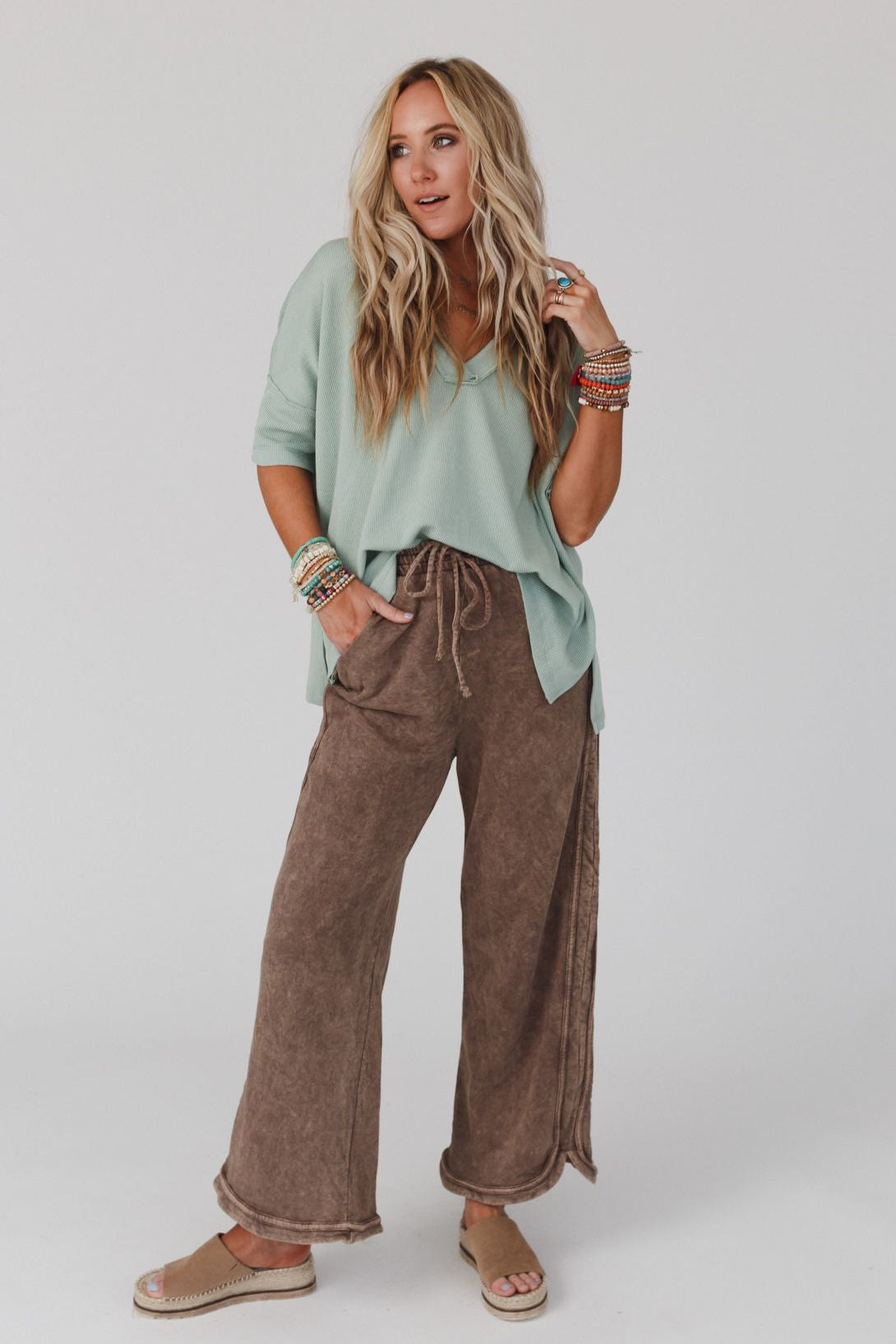 So Comfy Wide Leg Pant Full Length - Mocha