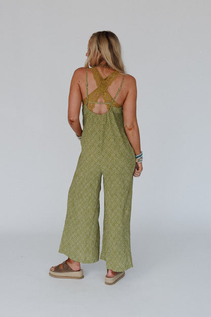 Annabelle Printed Jumpsuit - Olive