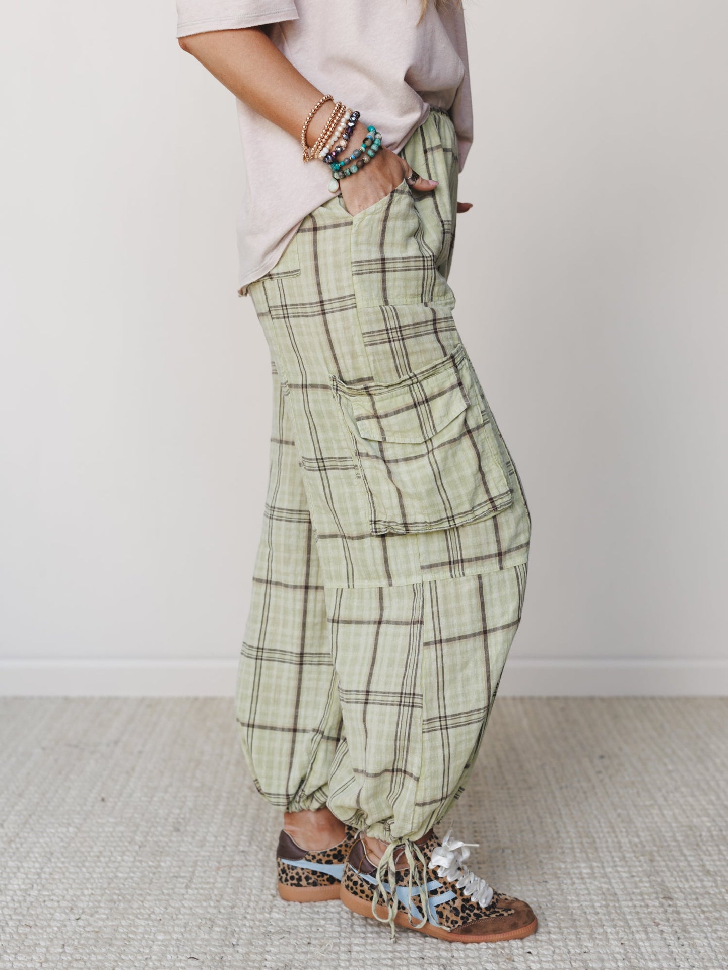 Sunday Plaid Pants - Apple Green