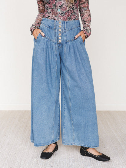 Sunset West Wide Leg Jeans - Denim