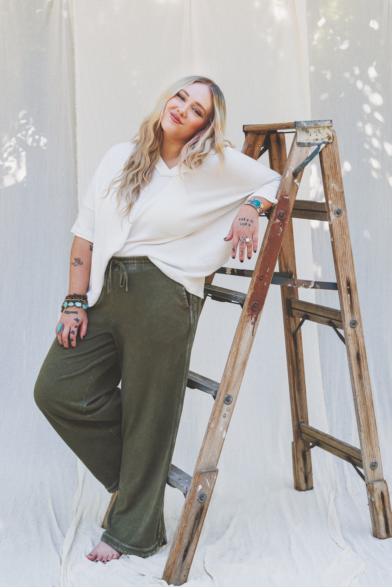 So Comfy Wide Leg Pant Cropped Length - Olive
