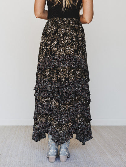 Garden of Flur Maxi Skirt - Black Multi