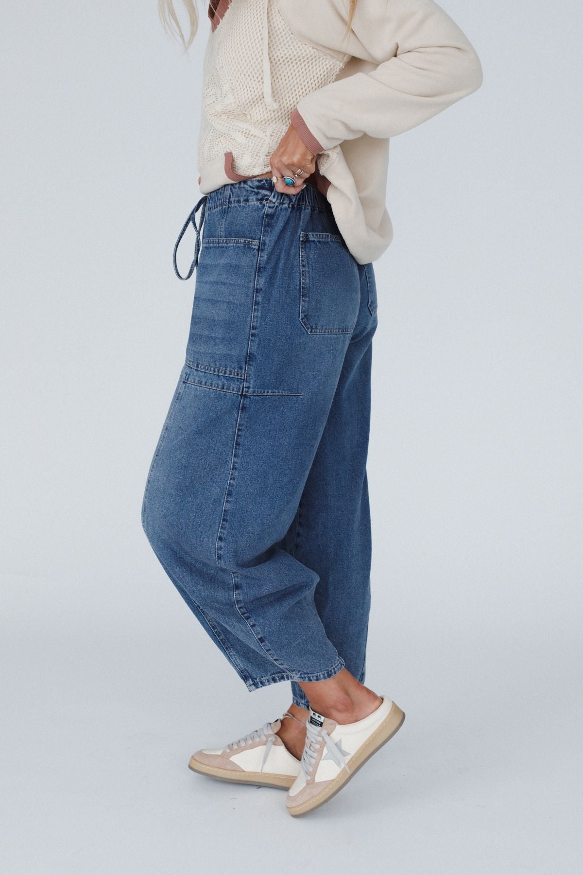 Above It All Barrel Jeans - Medium Wash