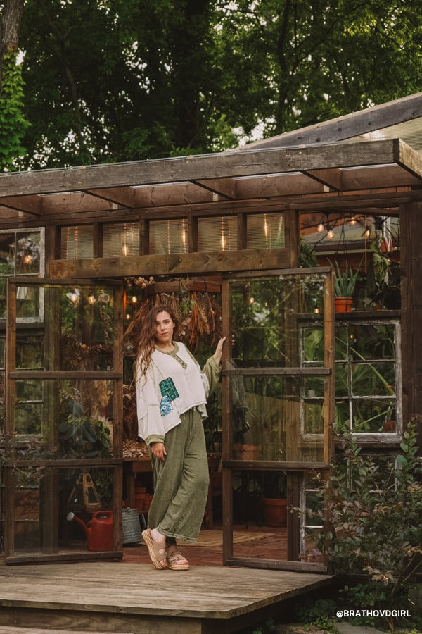 So Comfy Wide Leg Pant Cropped Length - Olive