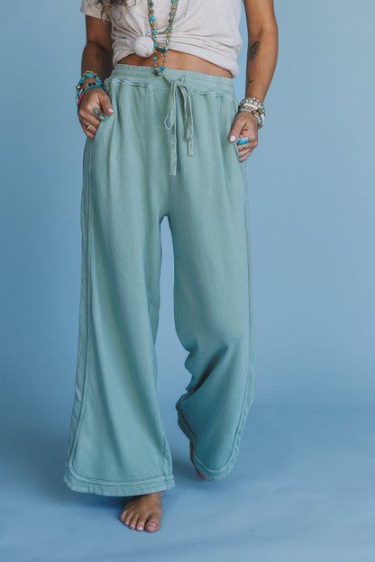 So Comfy Wide Leg Pant Cropped Length - Sage