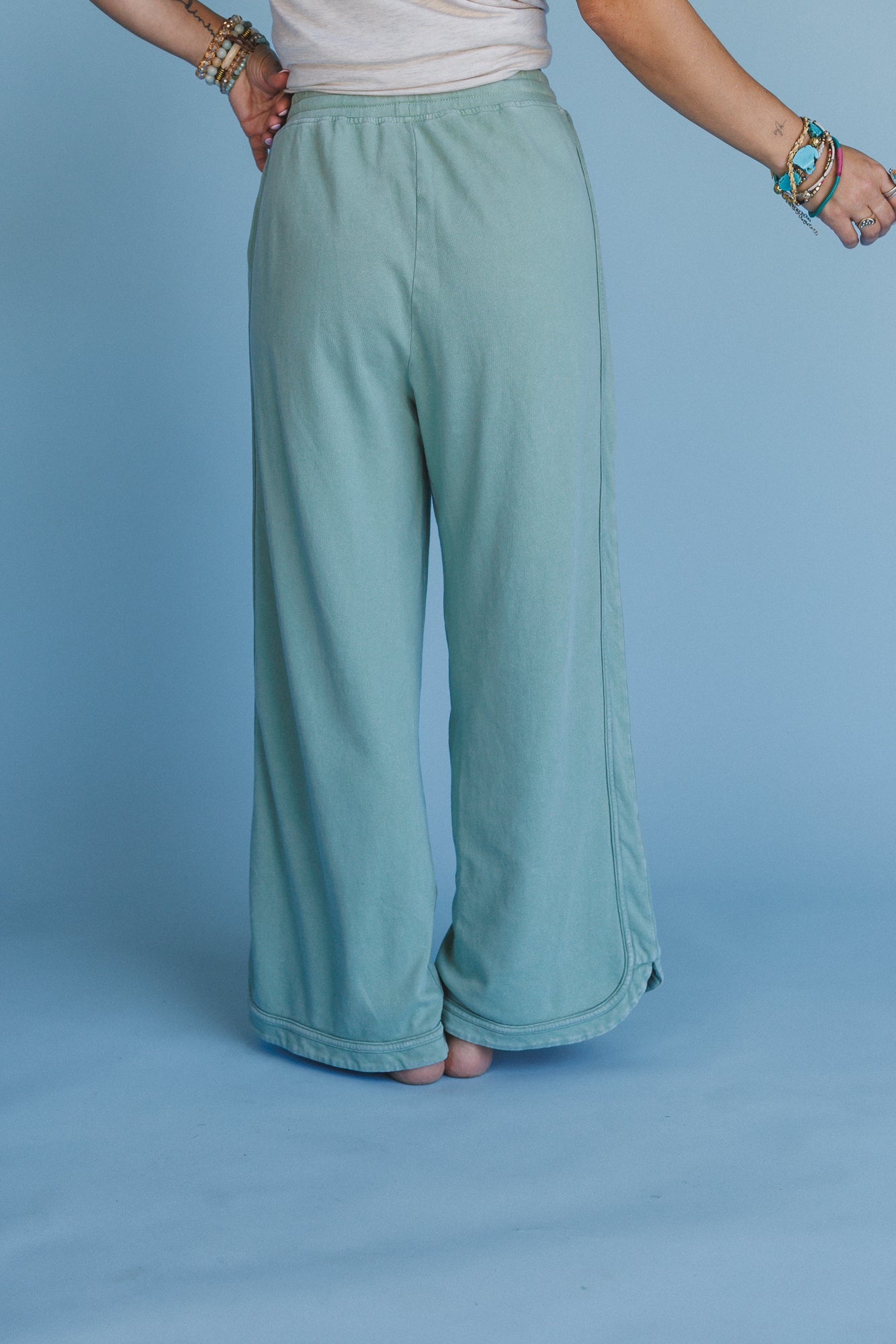 So Comfy Wide Leg Pant Cropped Length - Sage