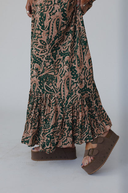 Paisley Dream Ruffled Pants - Green