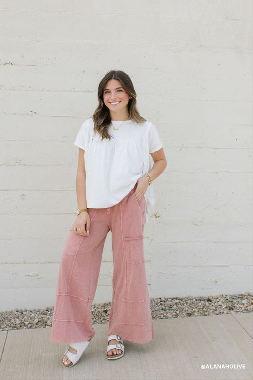 Lucky One Wide Leg Pant - Mauve