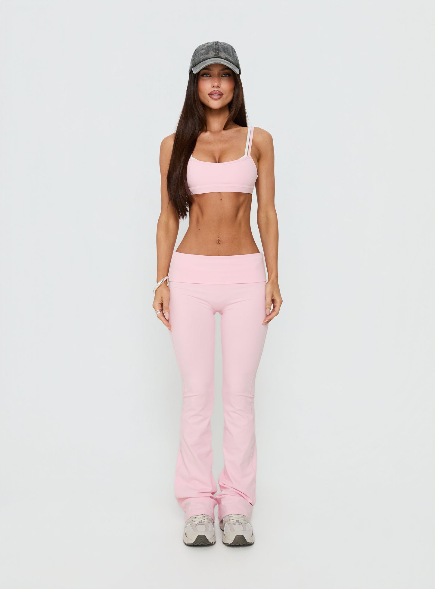 Pace Setter Active Foldover Waist Flared Leggings Pink