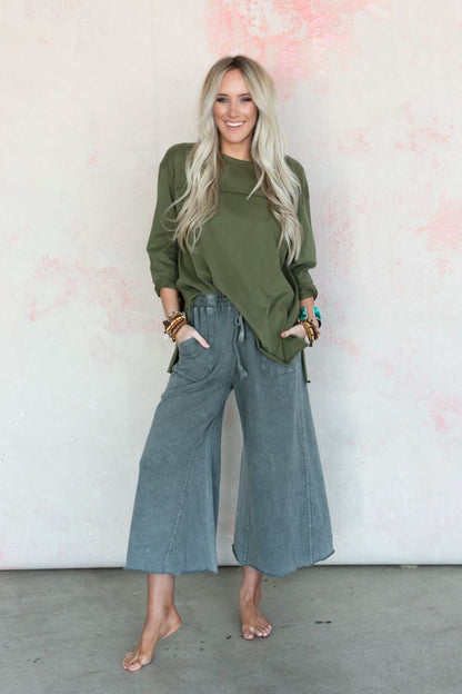 Relaxing Robin Wide Leg Pant - Ash