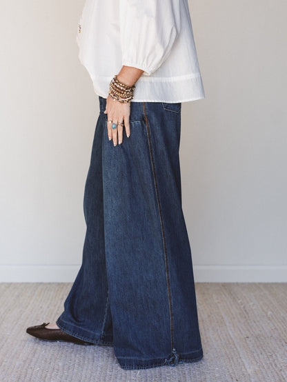 Let's Jet Set Wide Leg Jeans - Dark Denim