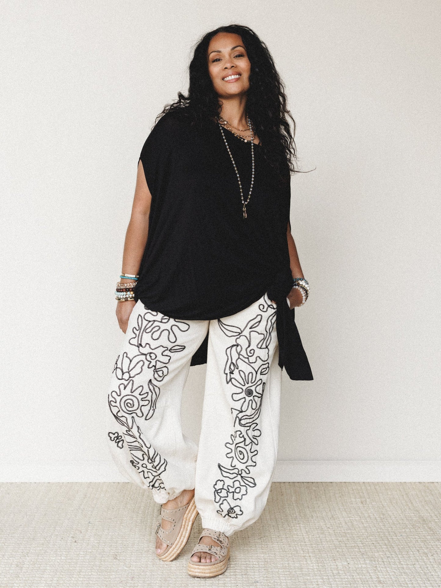 Sweet On You Embroidered Pants - Oat