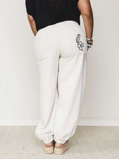 Sweet On You Embroidered Pants - Oat