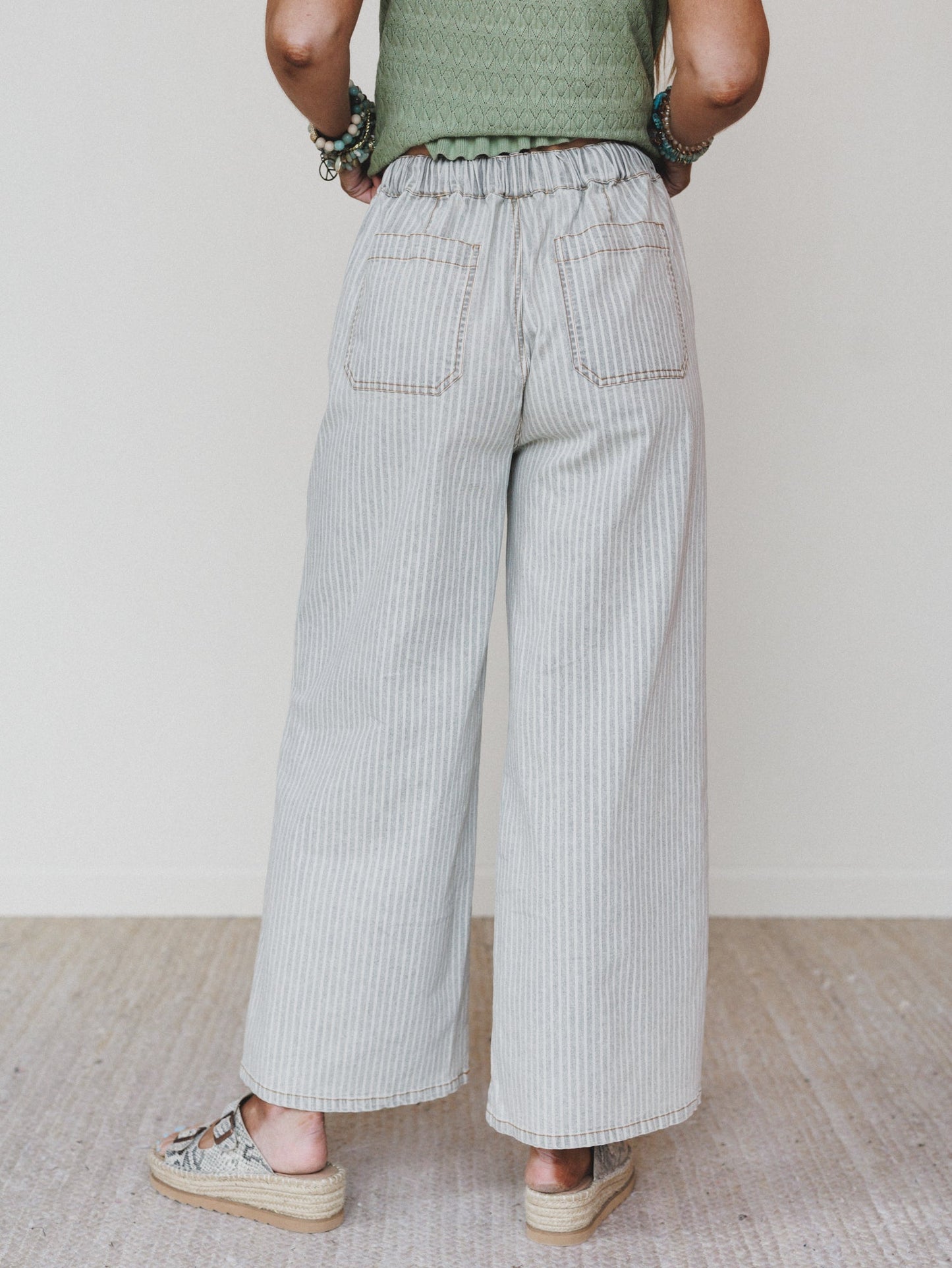 Away at Sea Striped Pants - Washed Black