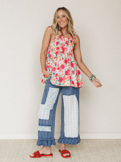 Garden in Bloom Pants - Dark Denim
