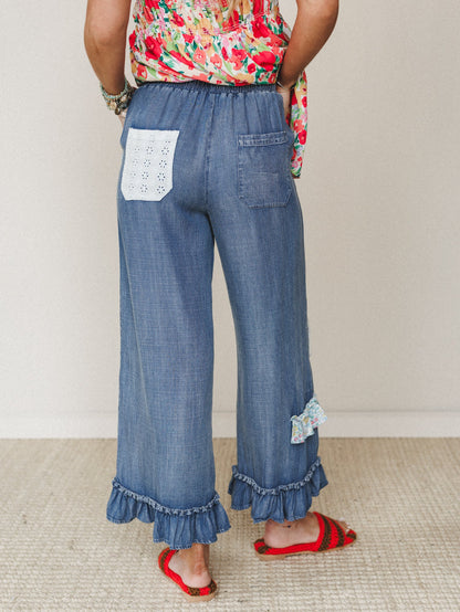 Garden in Bloom Pants - Dark Denim