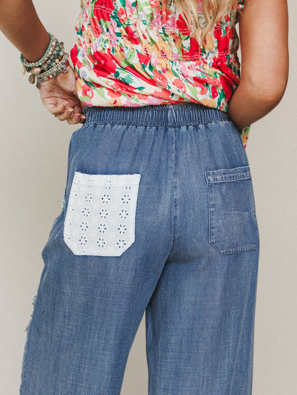 Garden in Bloom Pants - Dark Denim