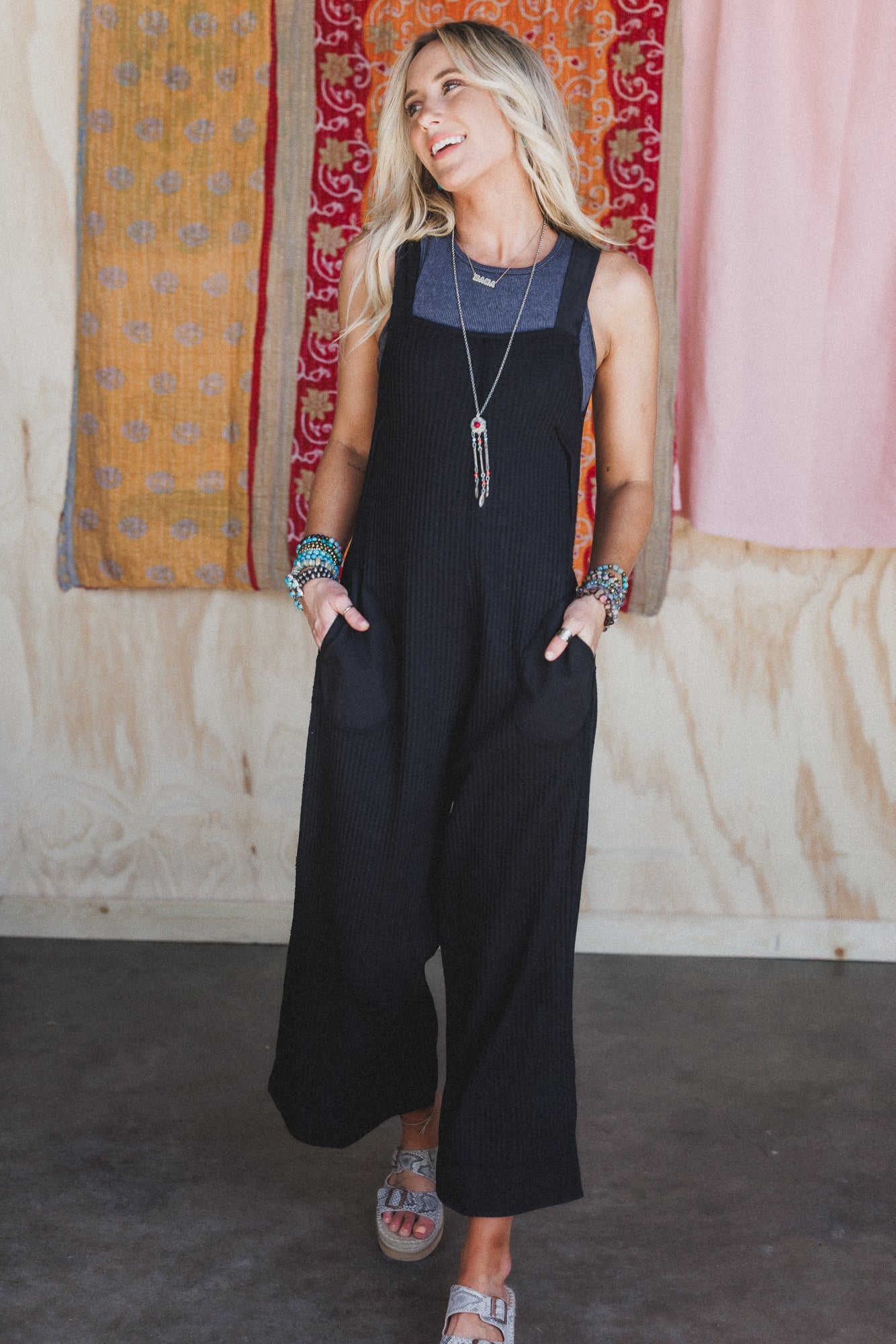 Sky Path Wide Leg Jumpsuit - Black