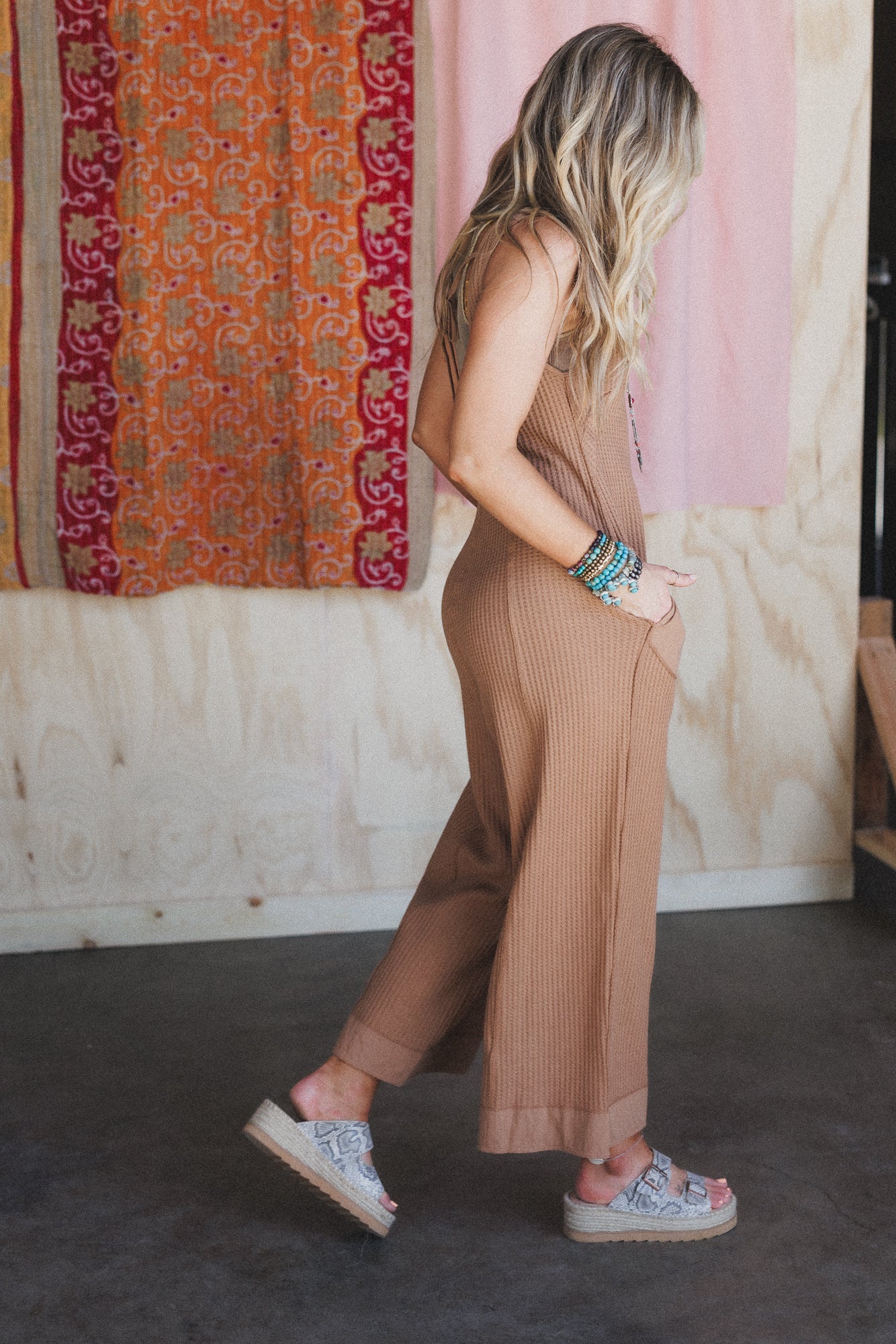 Sky Path Wide Leg Jumpsuit - Camel