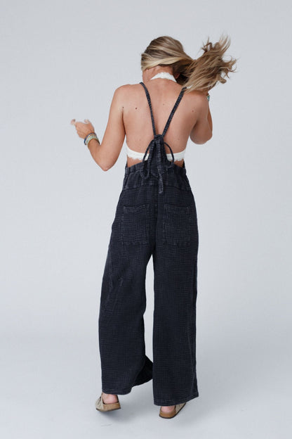 Molly Tie Back Overalls - Black