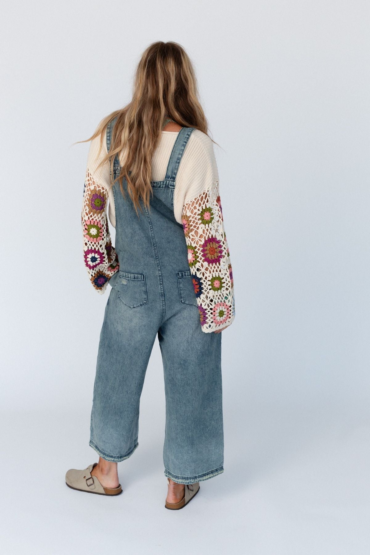 High Hopes Slouchy Pocket Denim Overalls - Blue Pockets