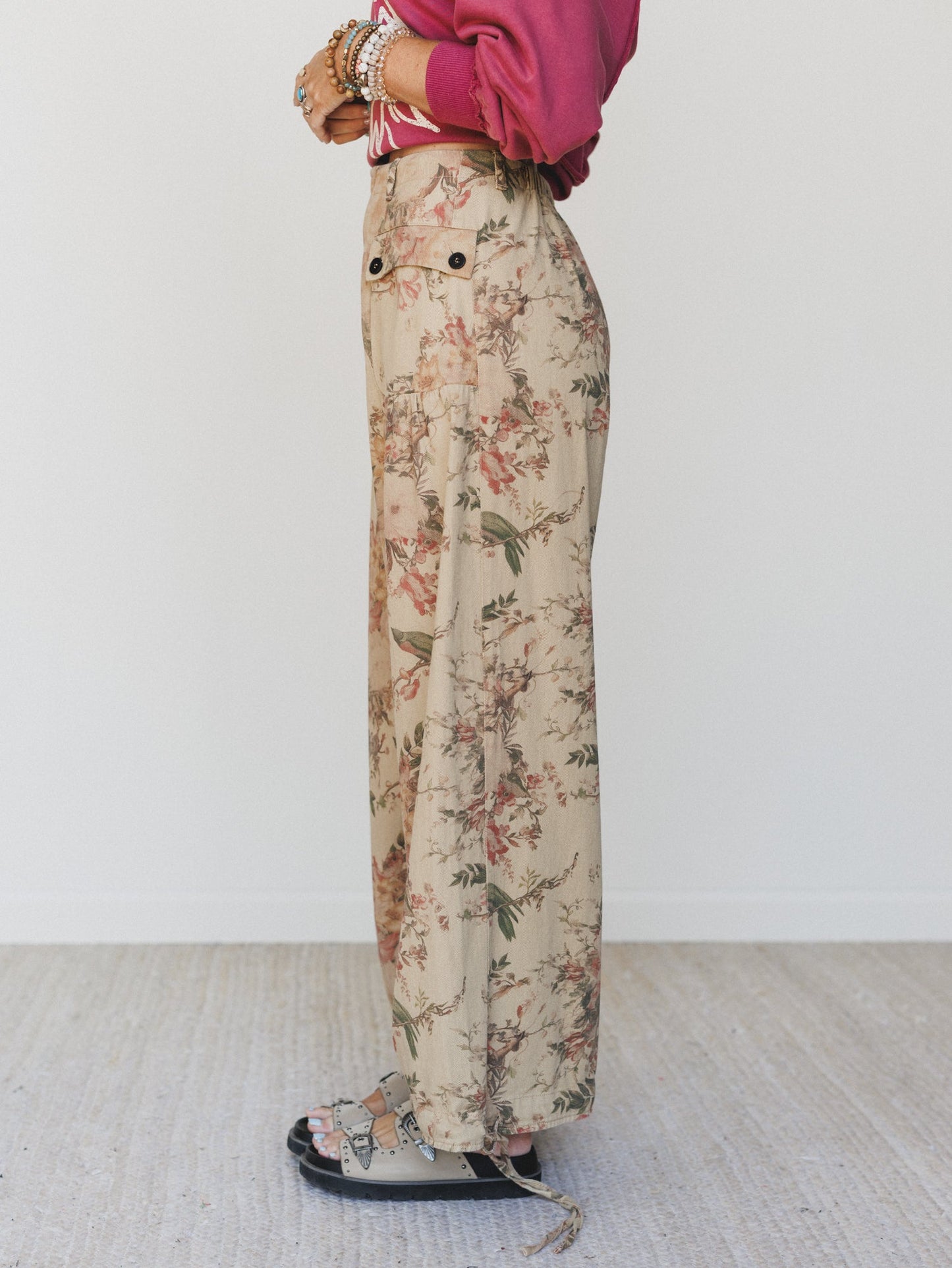 Season of Florals Pants - Tan