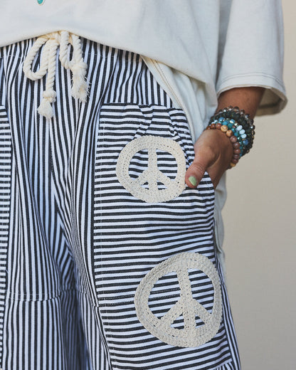 Peace Out Stripe Jeans - Black