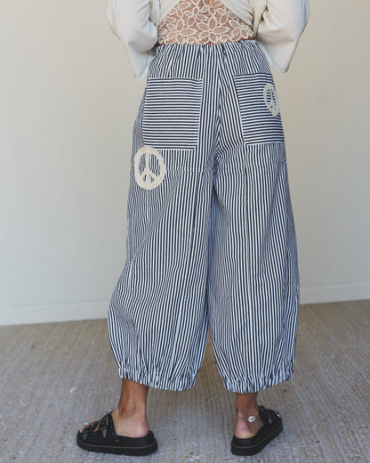 Peace Out Stripe Jeans - Black