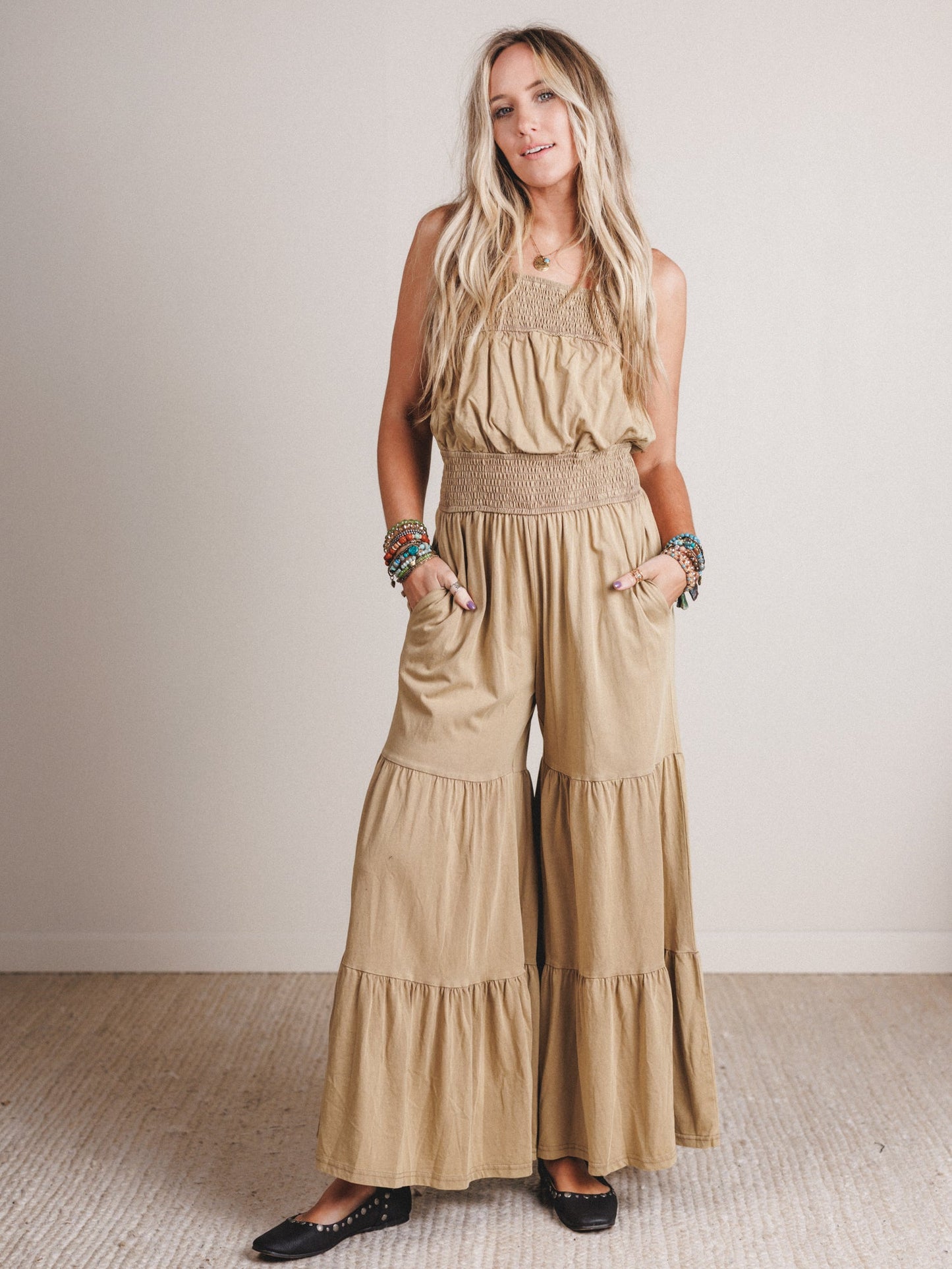 Tara Wide Leg Jumpsuit - Taupe