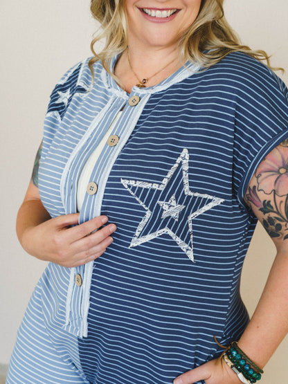Star Walk Jumpsuit - Indigo Blue