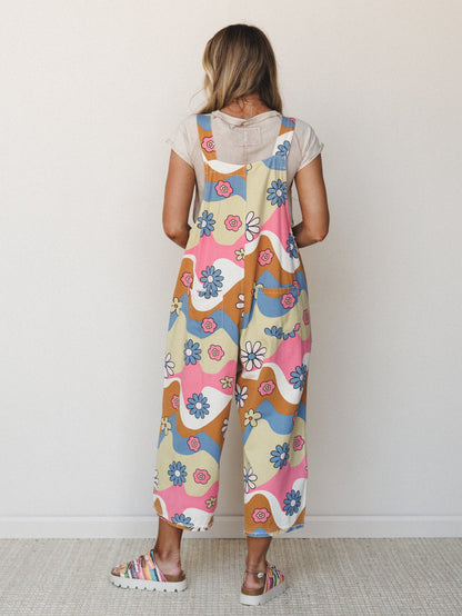 High Hopes Slouchy Denim Overalls - Pink Blue