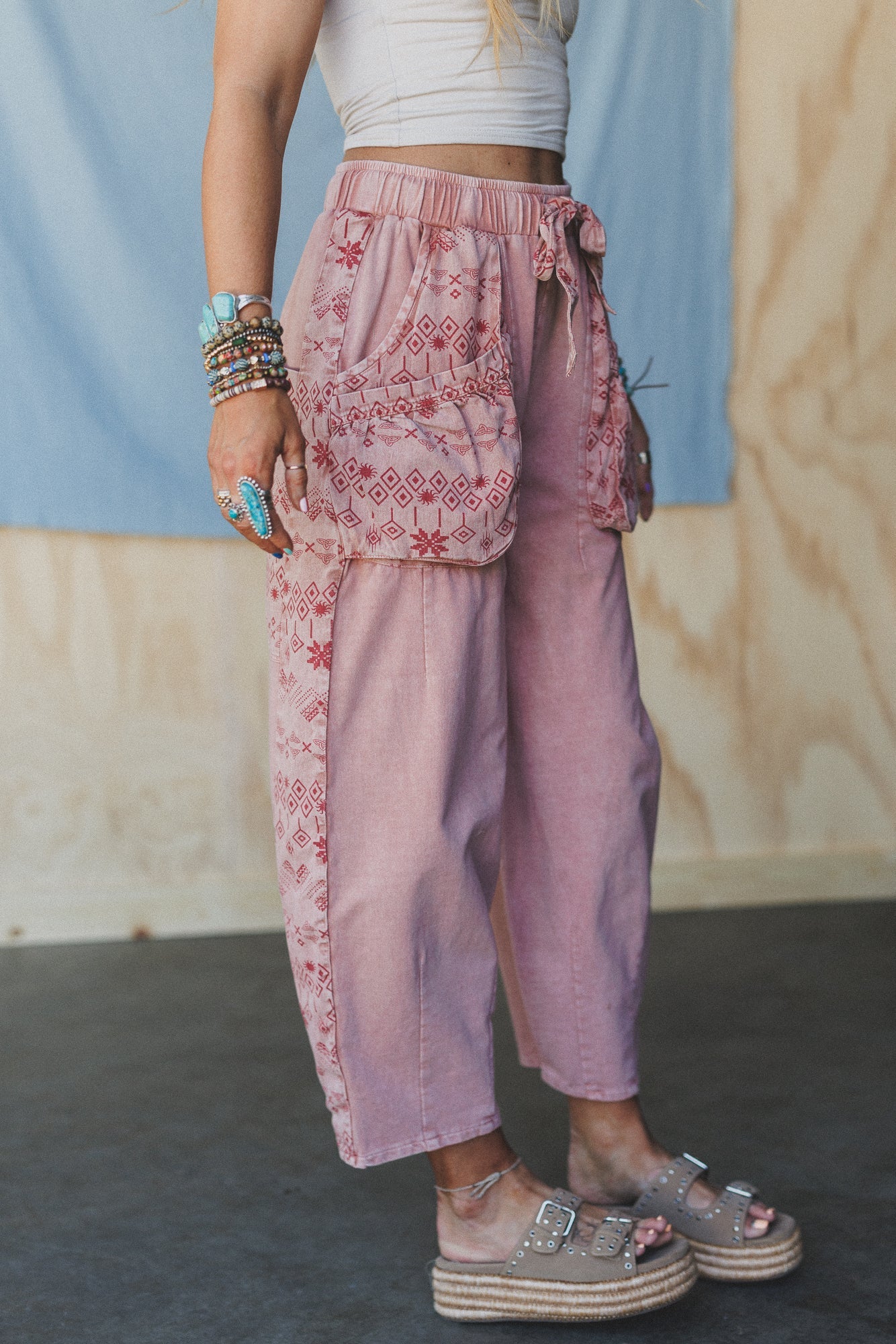 Zyana Wide Leg Pants - Rose