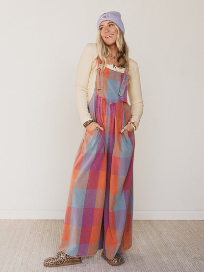 Delyah Plaid Pattern Overalls - Multi