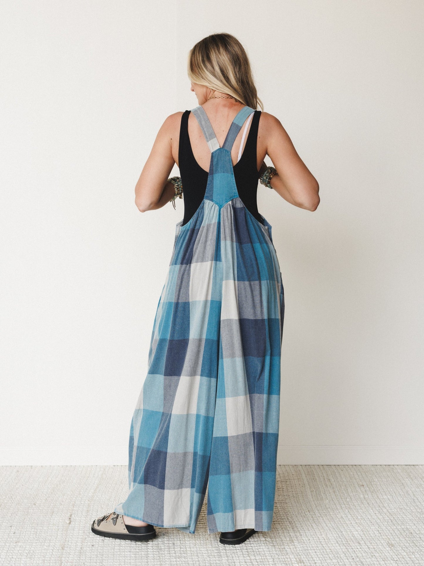 Delyah Plaid Pattern Overalls - Denim Mix