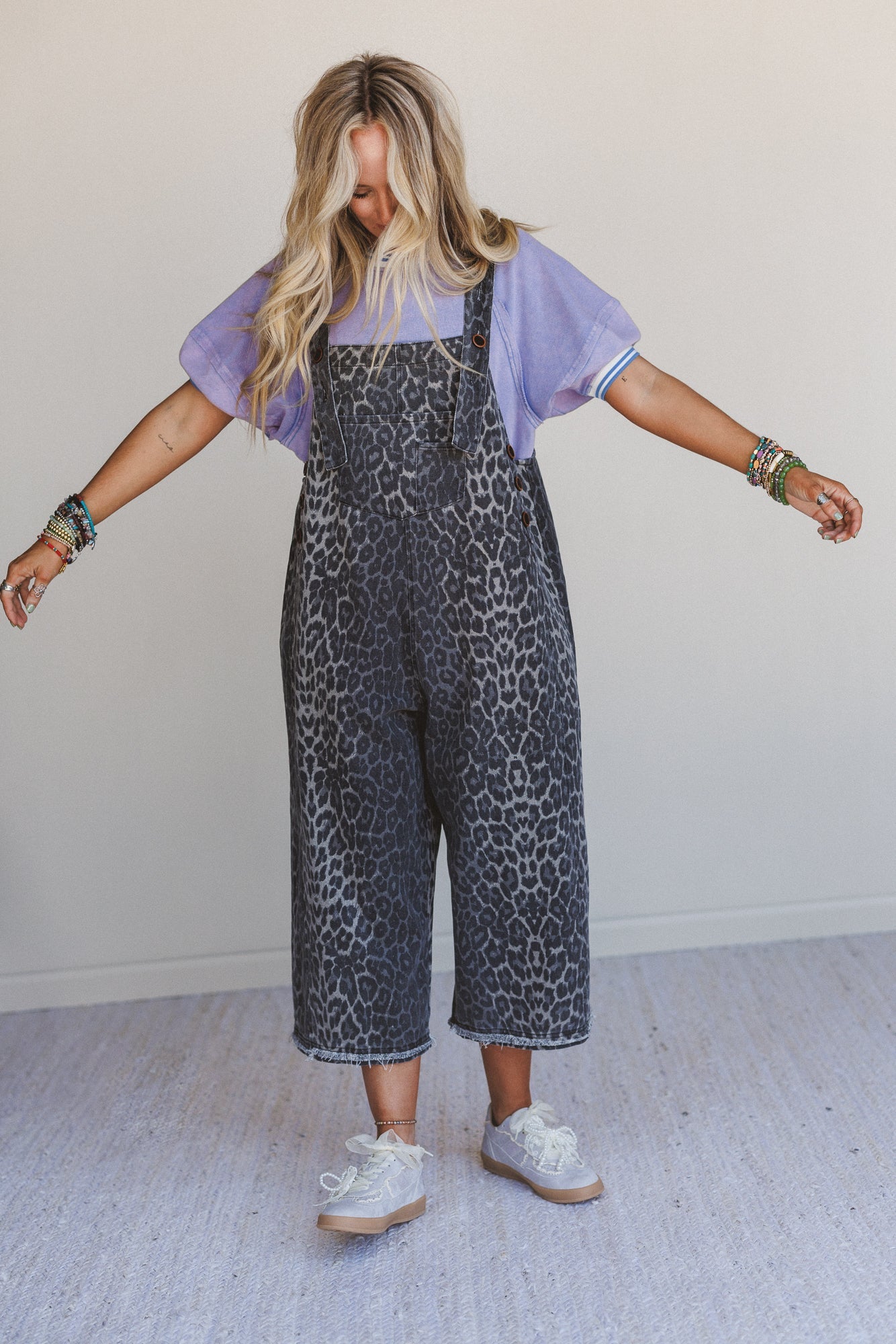 High Hopes Leopard Print Overalls - Gray Leopard