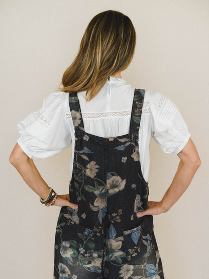 High Hopes Slouchy Denim Overalls - Black Denim