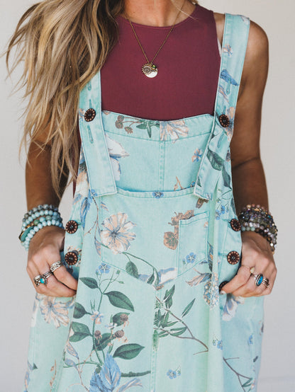 High Hopes Slouchy Denim Overalls - Mint