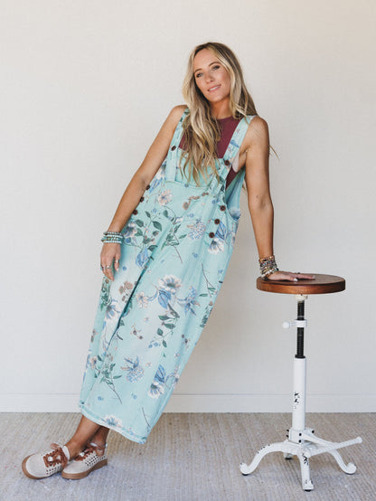 High Hopes Slouchy Denim Overalls - Mint
